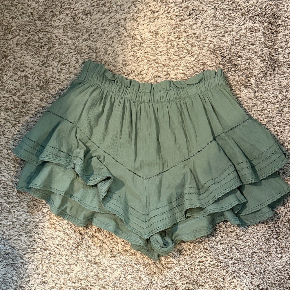 Aerie Green Ruffle Skirt